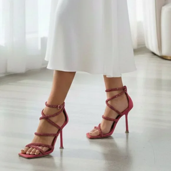 Michael Kors Imani Embellished Pink Sandal Size 8 - Picture 1 of 9